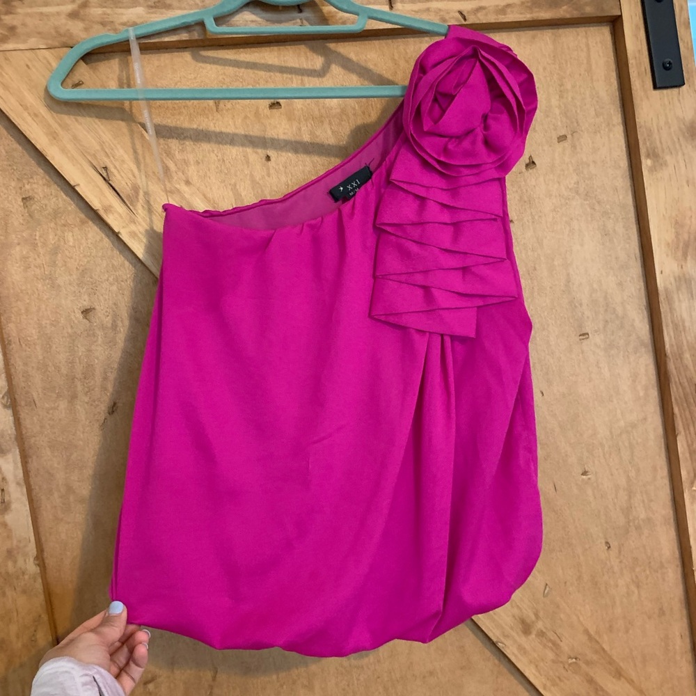 One Shoulder Pink Blouse